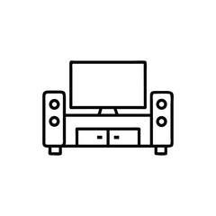 tv stand with speakers on white background for web and graphic design