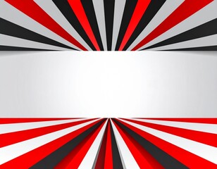 Czerwono-czarne tło 3D. Biała ramka otoczona czerwonymi, czarnymi i białymi pasami biegnącymi w kierunku środka obrazu