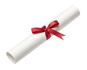  Diploma scroll isolated on a transparent background.