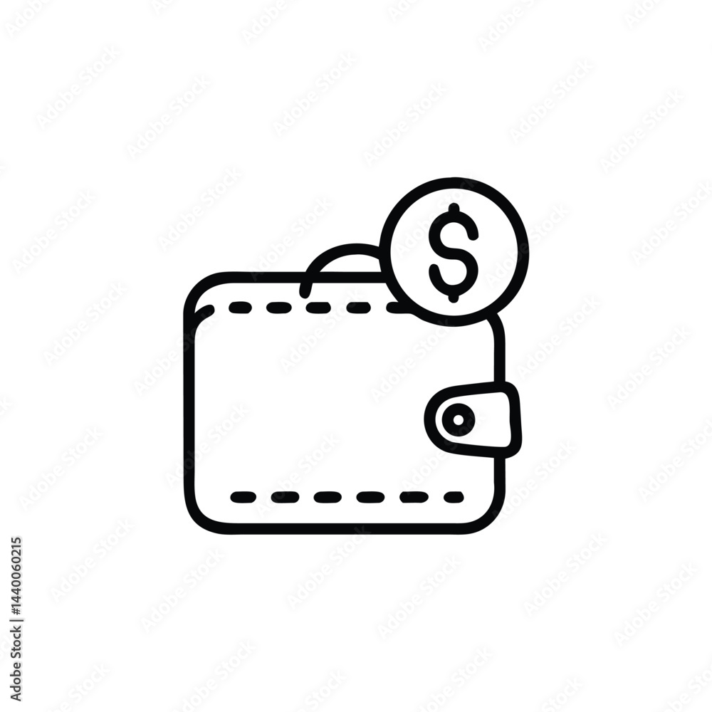 Poster wallet with coin on white background for web and graphic design