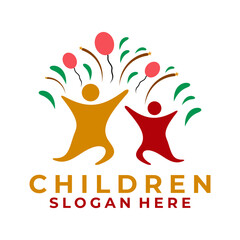 Happy people logo design vector template