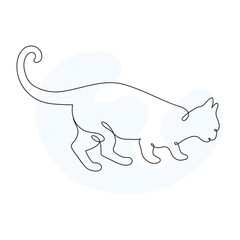 One Line Drawing Cat Symbol. Creative Outline Cat Icon Set. Cat Minimalist Contour Art with a Splash of Color isolated on white background