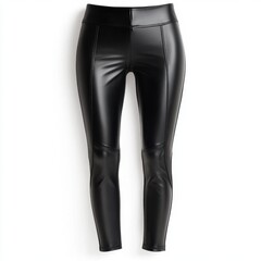 Sleek black faux leather leggings with high waist and glossy finish for bold modern street fashion