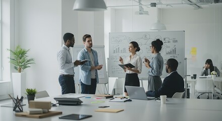 Diverse Business Team Collaboration Strategic Meeting in Modern Office Space