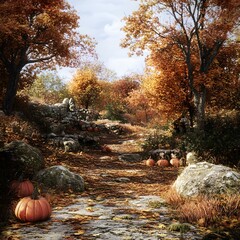 Autumn Forest Path Falling Leaves Scenic Nature Landscape, autumn, forest, path, leaves, falling, scenic, nature, landscape, trees, colorful