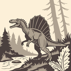 Obraz premium Spinosaurus, the ancient giant predator, vector illustration