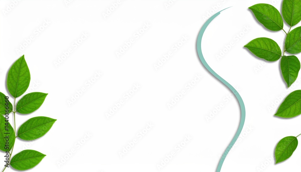 Poster Creating a serene natural background with fresh green leaves in a minimalist style perfect for digital design projects