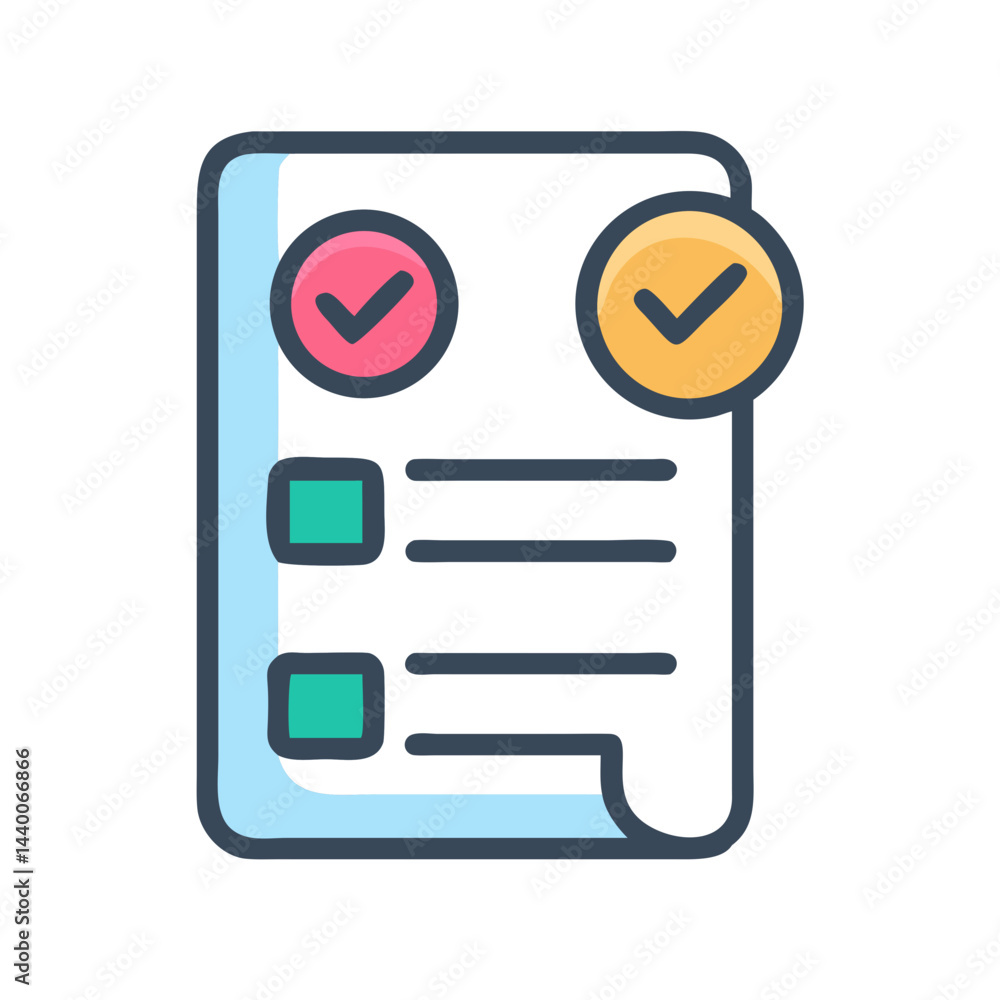 Poster checklist icon: task management, project planning, completed items and verification