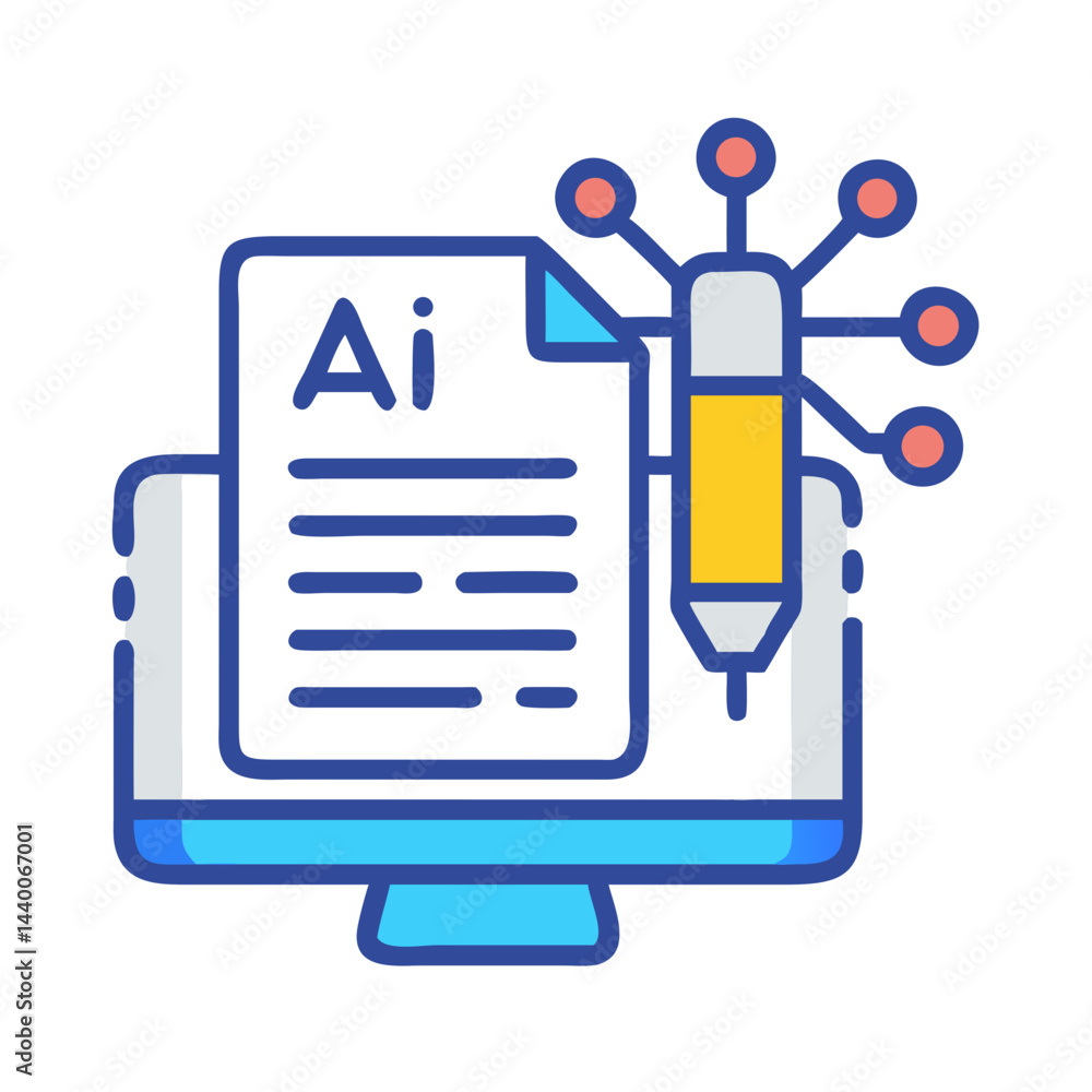 Poster artificial intelligence development: ai on a computer with data connections