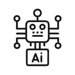 AI Robot Icon: Artificial Intelligence, Machine Learning, and Automation Concept