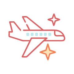 Cartoon Plane with Stars on Black Background Illustration for Travel