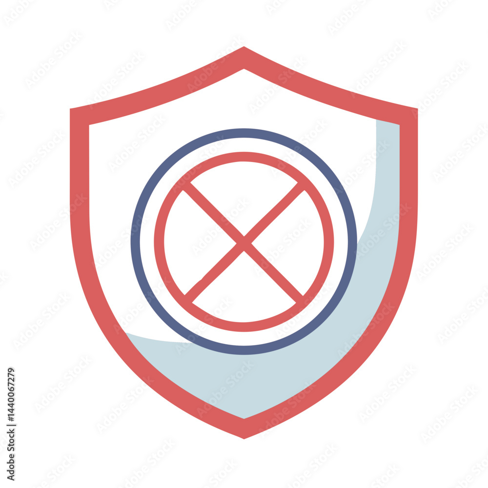 Poster shield icon with circle and cross symbol for protection and security