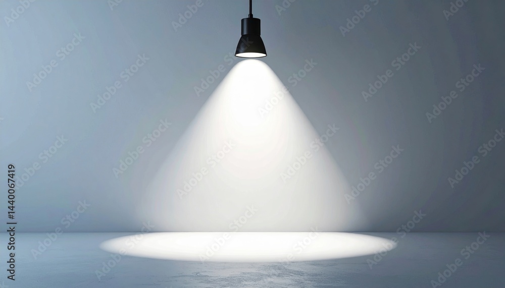 Poster illuminated spotlight displaying minimalist design studio setting photo composition clean environmen