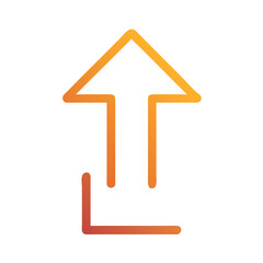 Orange Upload Icon on Black Background: Graphic Element, Design, Symbol