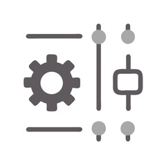 Settings Control Panel Icon with Sliders, Gears, and Toggle Switches