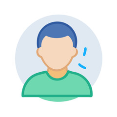 Simple person icon with blue hair in vector format for websites