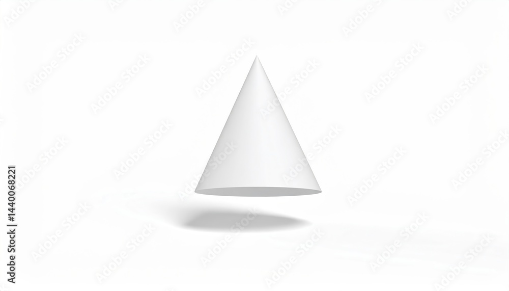 Poster floating white cone minimalist background 3d render abstract space front view creative design