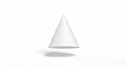 Floating white cone minimalist background 3d render abstract space front view creative design