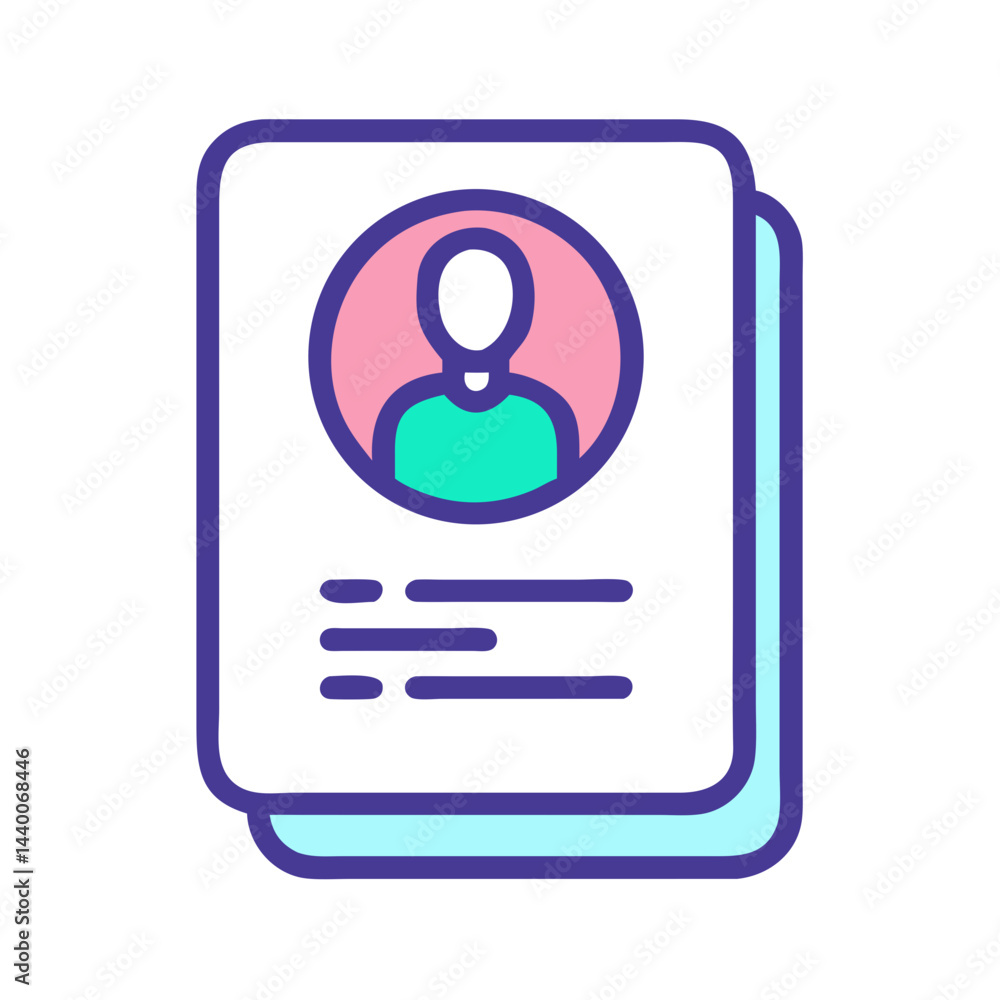 Aufkleber personal profile document stack icon for user information management