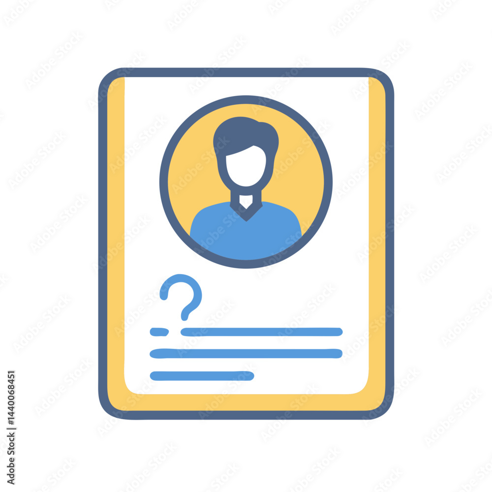 Poster unknown user profile icon with question mark, information request symbol
