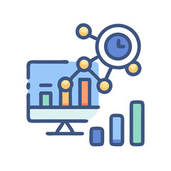 Data Analytics Icon: Website Statistics, Time Tracking, Performance Analysis, and Insights