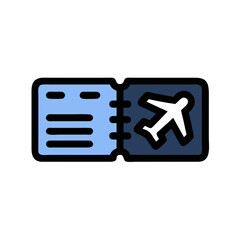 Airplane Ticket Icon: Flight Booking, Travel Pass, Airline Boarding Symbol