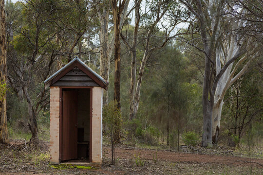Long drop outside toilet on bush block