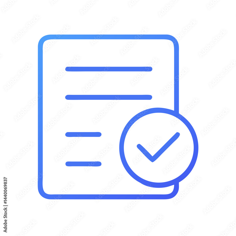 Aufkleber completed task icon: document with check mark, verification, approval symbol