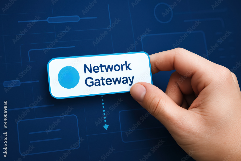 Poster a aligns a digital interface element symbolizing a network gateway illustrating strategic decision-m