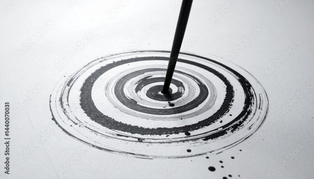 Poster creating circular patterns with ink art studio photography minimalistic environment close-up view ab