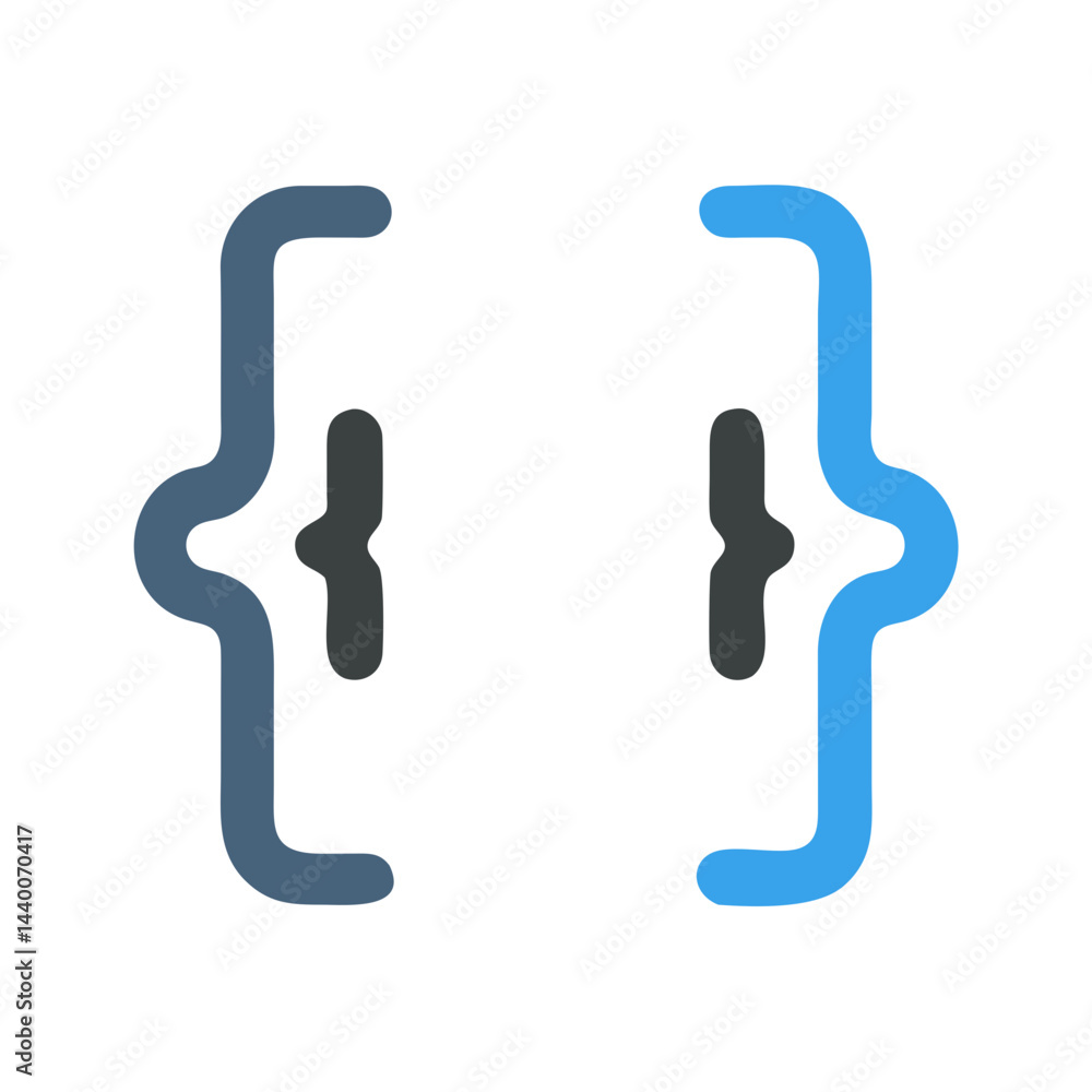 Poster code curly braces symbol: programming, development, and software design illustration