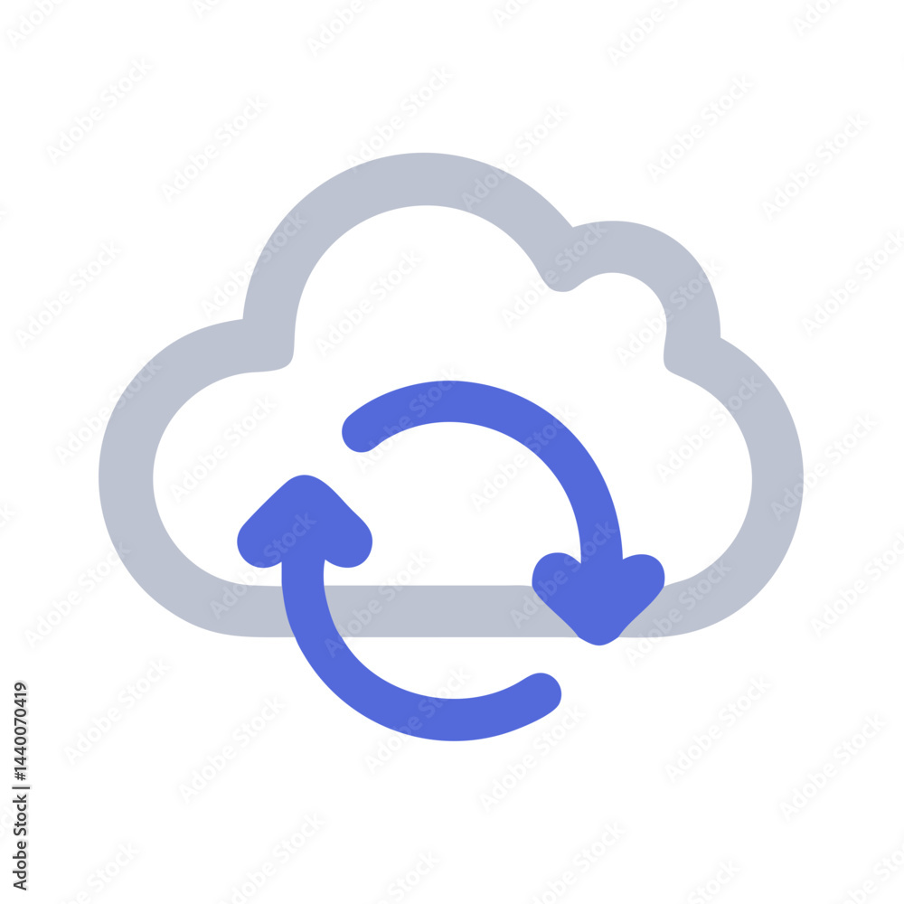 Poster cloud data syncing and backup icon on black background