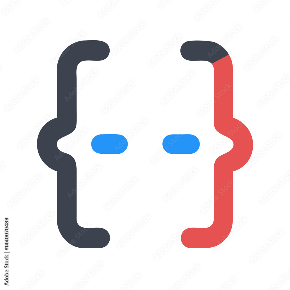 Poster colorful curly braces icon: programming, coding, and development symbol