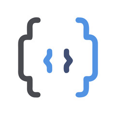 Bracket Symbols: Code, Programming, Development Icon in Grey and Blue