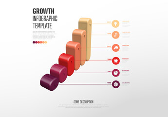 Colorful 3D Bar Chart Growth Timeline Infographic Template