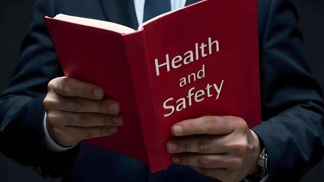 Health and Safety in the workplace, a business man reads the guidelines