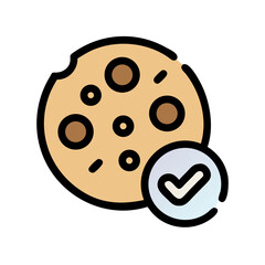 Obraz premium Cookie with Check Mark Vector Illustration - Food and Verification Concept