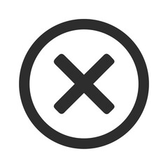 Dark Gray X Mark in Circle on Black Background for Cancellation