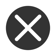 Dark Gray X Mark in a Circle on Black Background