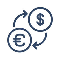 Euro and Dollar Currency Exchange Rate with Arrows in Minimalist Style