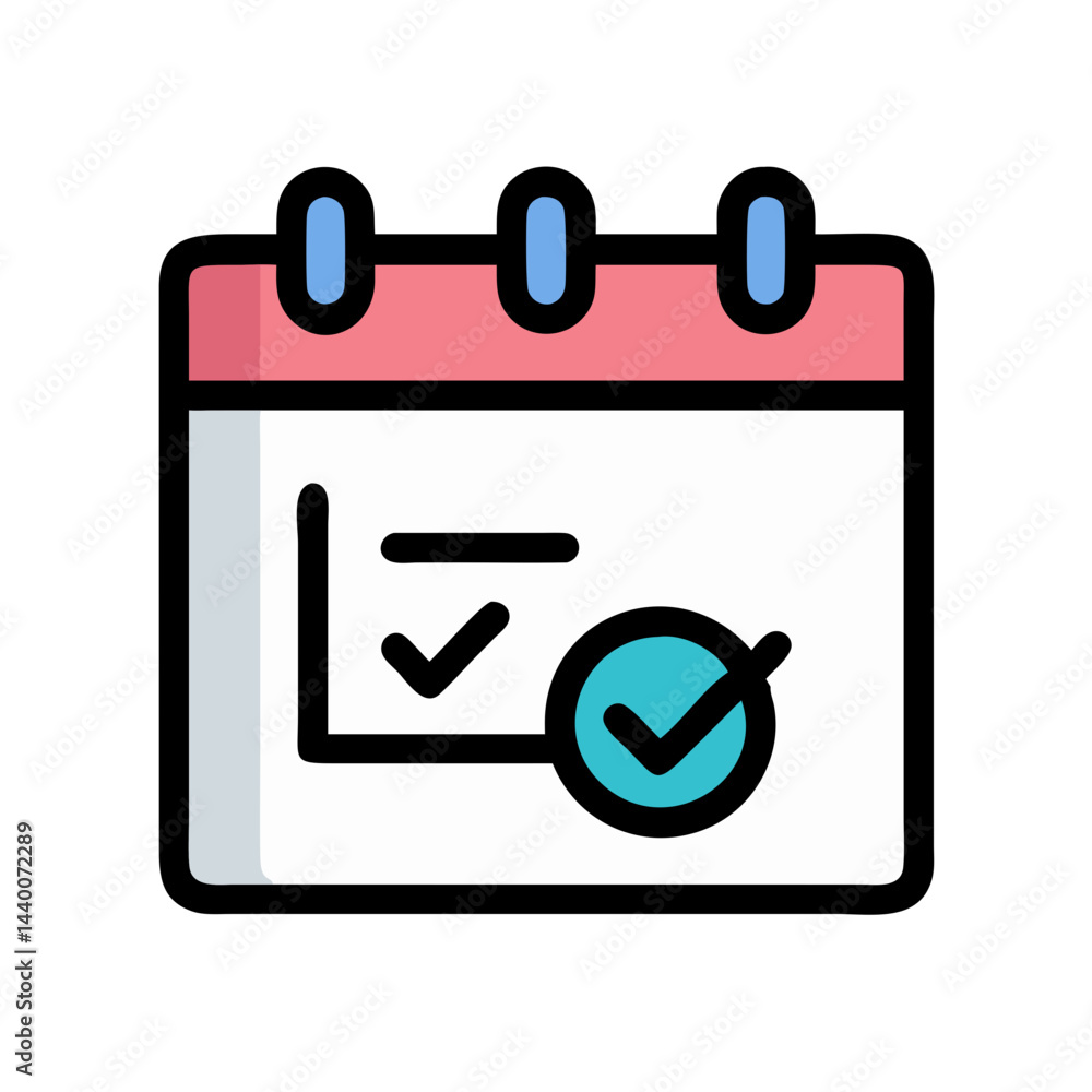 Poster calendar icon with checkmarks for task completion, reminder, or scheduling