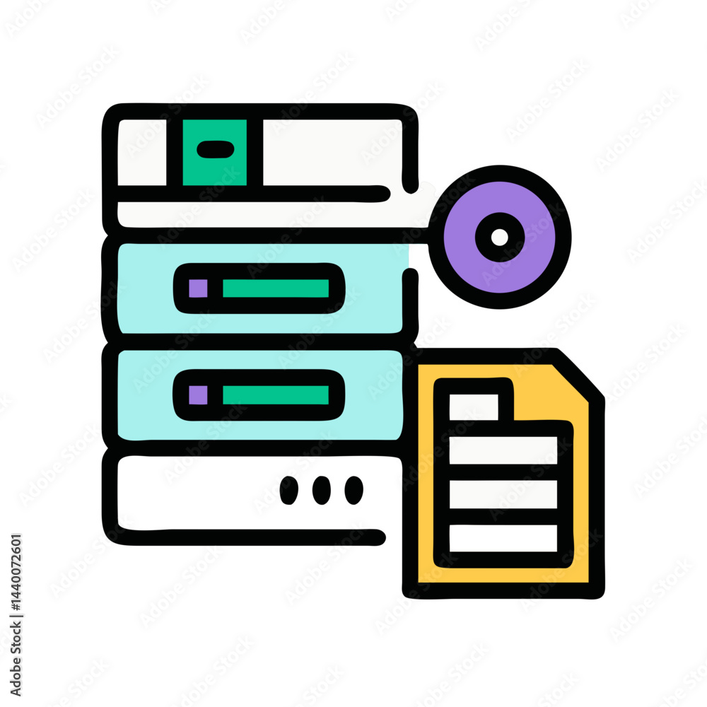 Poster data server with document file and cd for data storage solution