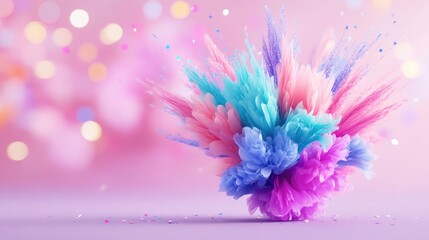 Obraz premium Colorful powder explosion on a pastel background