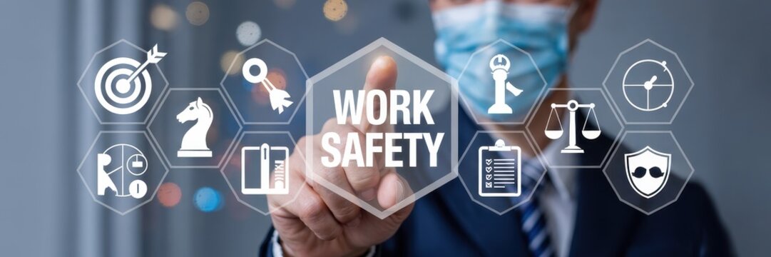 Important principles of workplace safety displayed on a screen.