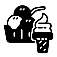 ice cream icon, glyph icon style