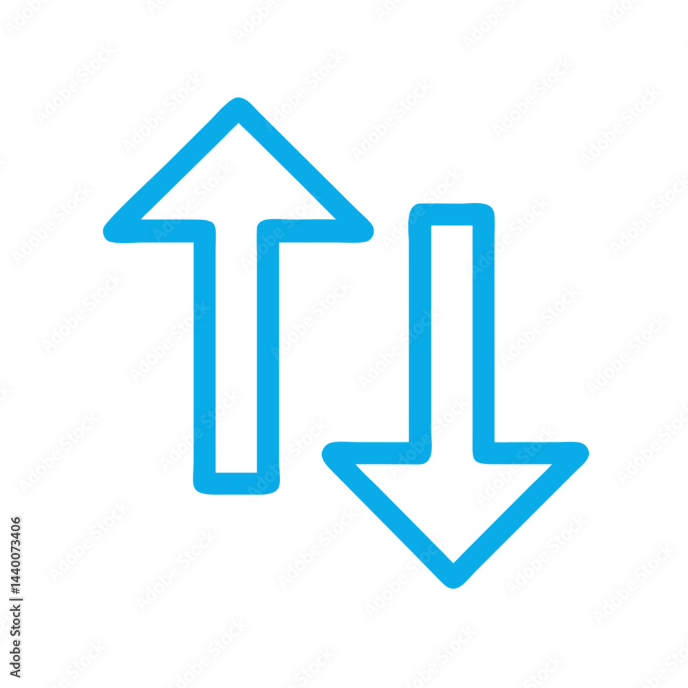 Poster data exchange: blue up and down arrows on black background symbolizing data transfer