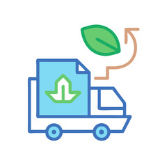 Eco-Friendly Delivery Truck with Leaf and Arrow Icon - Green Transportation