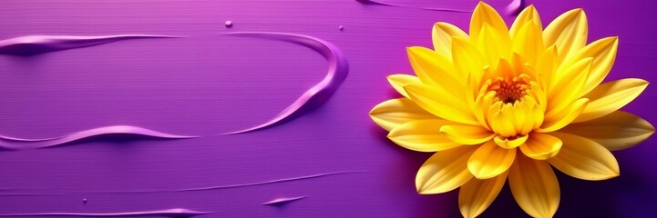 Obraz premium Close up of chrysanthemum petals in yellow against purple paint, vibrant, flora, macro