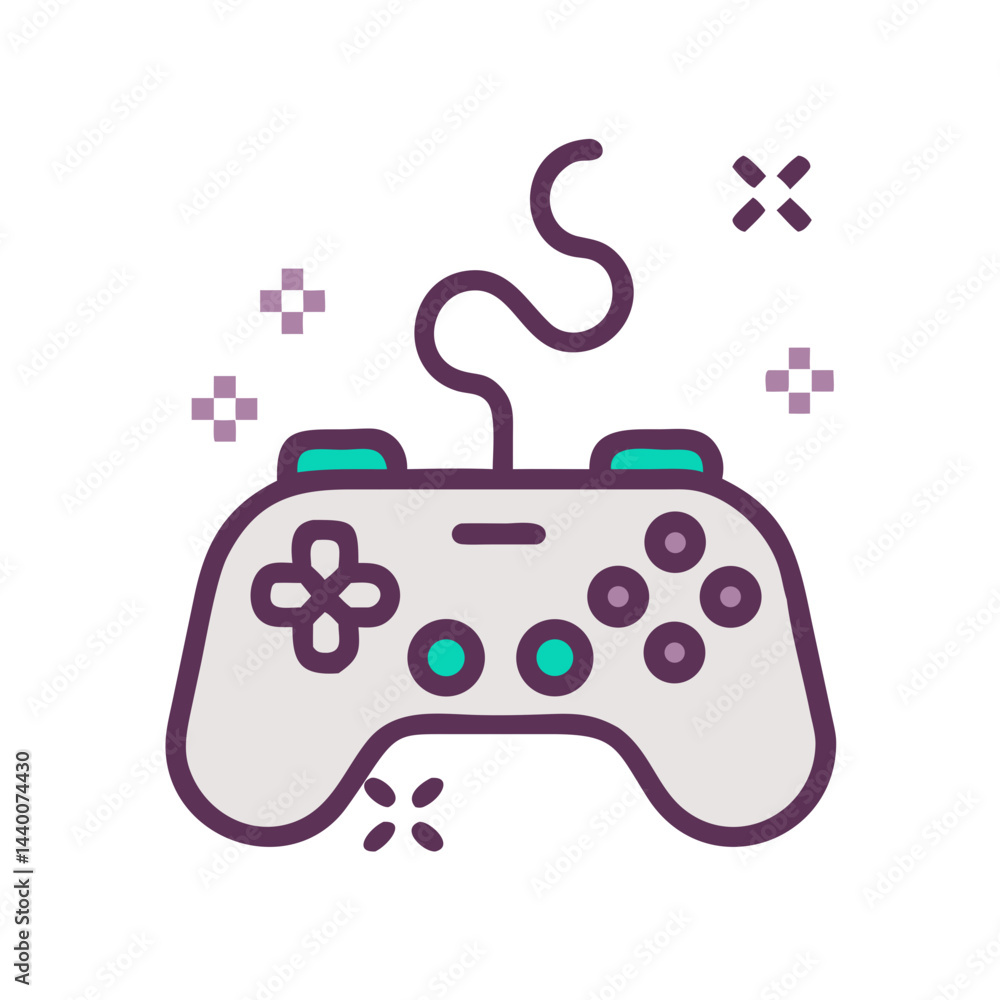 Poster colorful game controller icon for gaming concepts and design