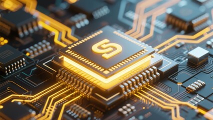 Close-up of a microprocessor on a circuit board